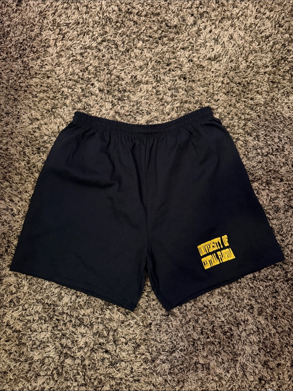 Men's Black Athletic Shorts with Yellow Logo